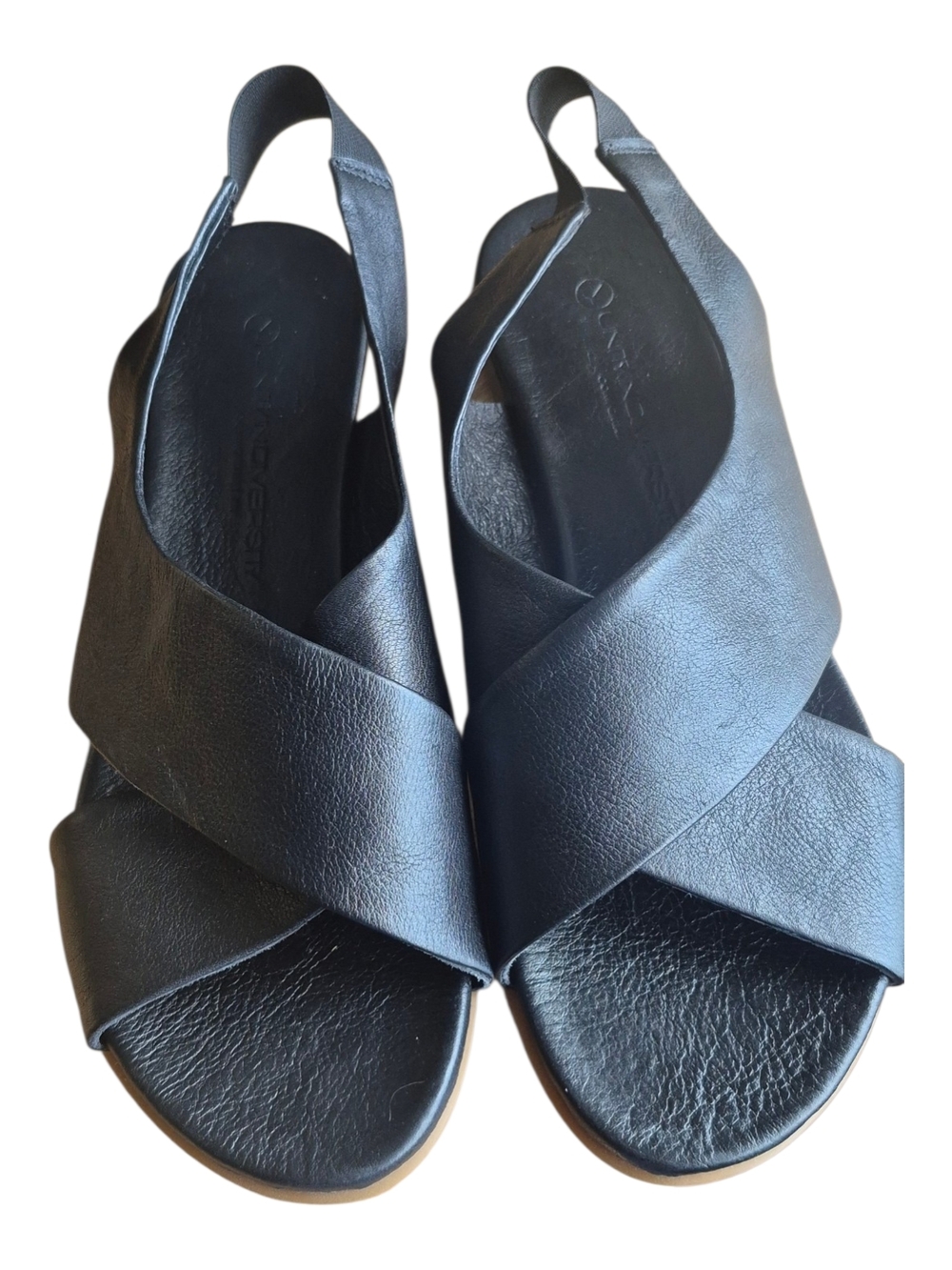 Unity in Diversity Black Crisscross Leather Slingback Sandals